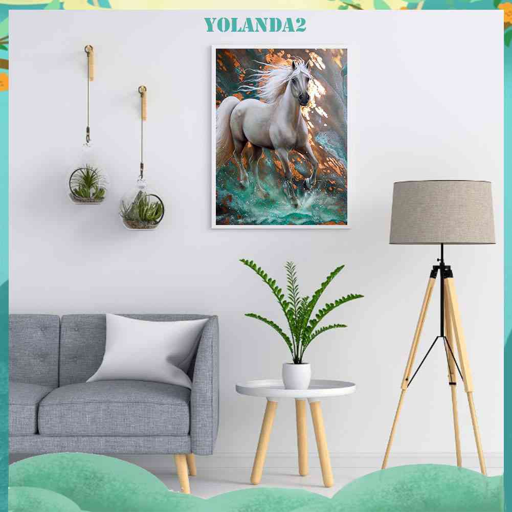 Bộ Tranh Đính Đá 5D Toàn Diện Họa Tiết Ngựa Trắng Độc Đáo DIY Dùng Trang Trí Nhà Cửa
