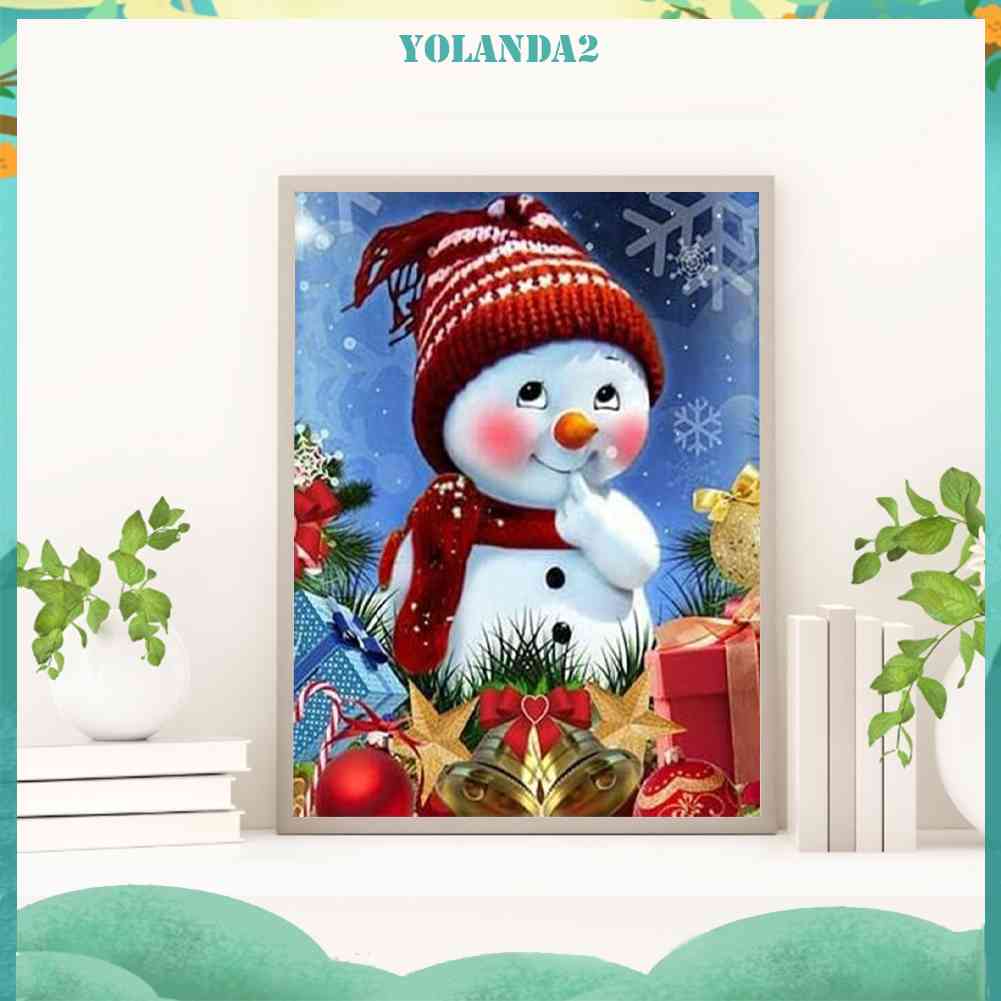 Tranh Đính Đá Kim Cương Toàn Bộ 5D DIY Hình Người Tuyết Giáng Sinh