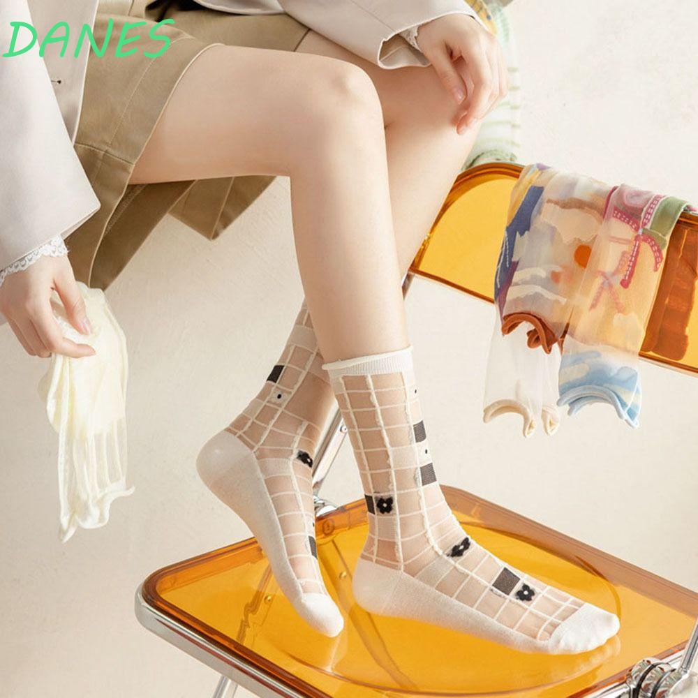 Vớ Lụa Thủy Tinh Siêu Mỏng Họa Tiết Hoa Phong Cách Harajuku Nhật Bản Ngọt Ngào Mùa Hè Cho Nữ