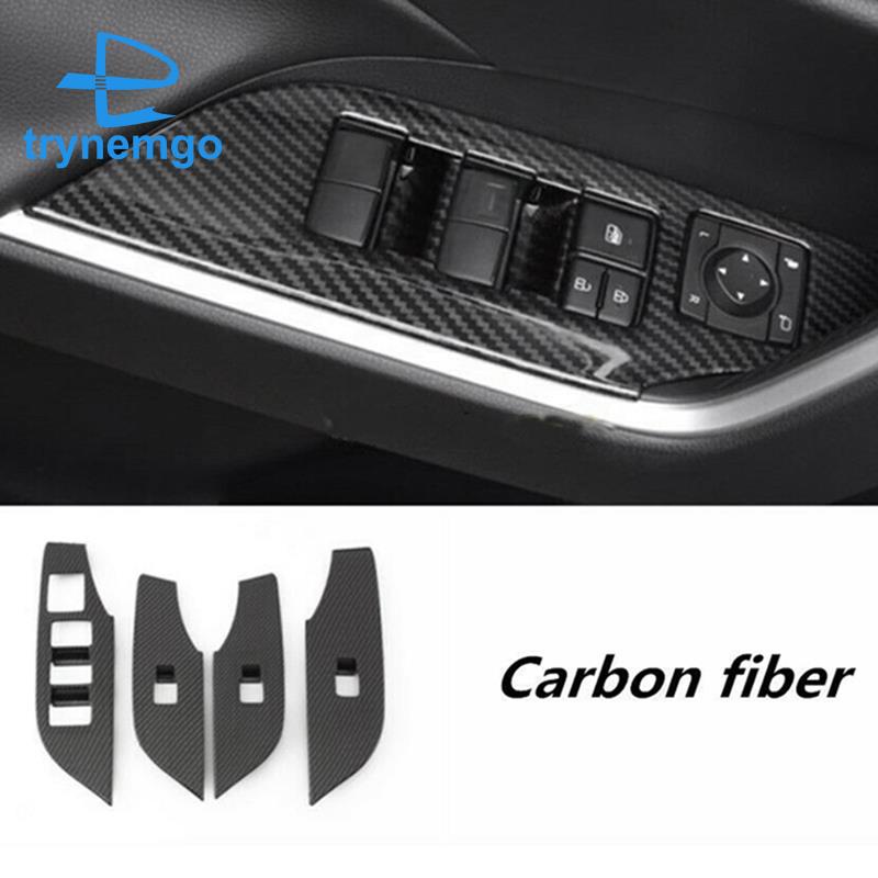 Miếng Dán Trang Trí Bảng Điều Khiển Cửa Sổ Xe Hơi Họa Tiết Sợi Carbon Sang Trọng Cho Toyota RAV4 2019 2020