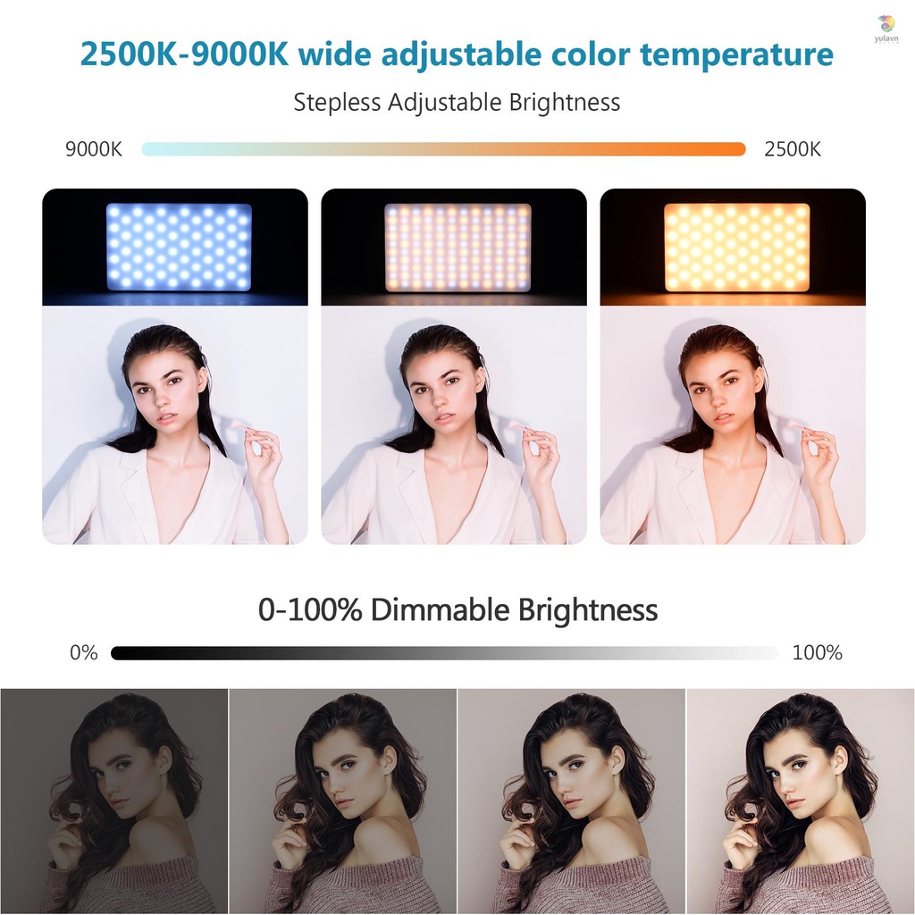 Đèn LED Video Andoer ST120 2500K-9000K Bi B12200K Có Thể Sạc Lại Được