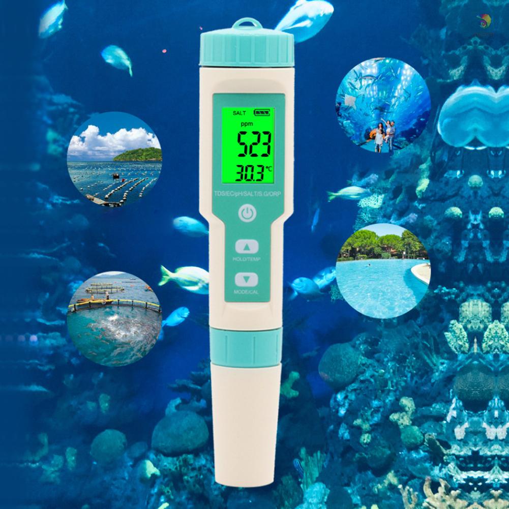 Dụng Cụ Kiểm Tra Chất Lượng Nước Cầm Tay 7 Trong 1 PH Chống Thấm Nước EC ORP S.G IP67 °C/°F Thiết Bị Chuyển Đổi Đơn Vị Tự Động Nhiệt Độ