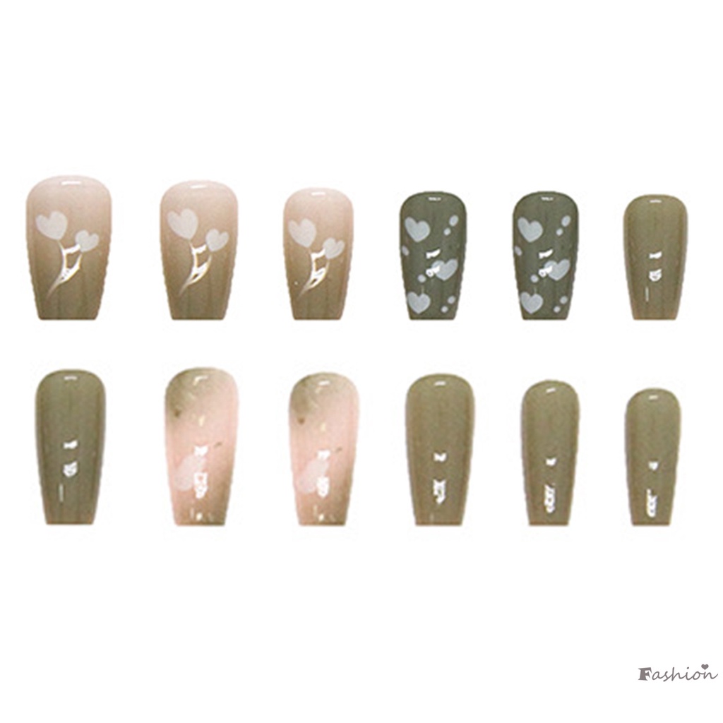 Bộ Móng Tay Giả Màu Xanh Lá Tự Nhiên Dùng Trang Trí Nhà Cửa DIY