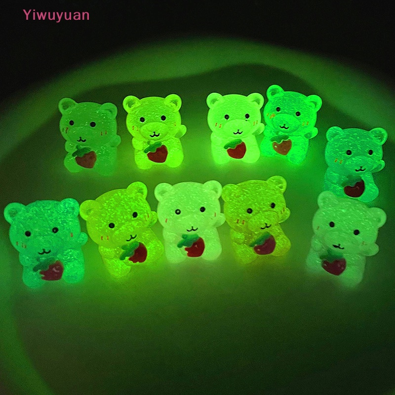 Bộ 2 Búp Bê Gấu Dâu Phát Sáng Trang Trí Tiểu Cảnh Mới