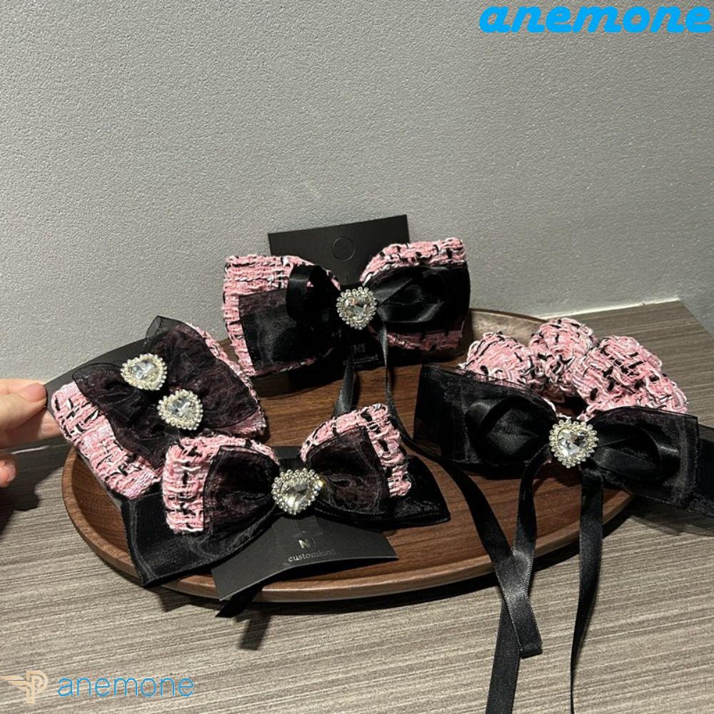 Kẹp Tóc Nơ Y2K Bằng Vải Tweed Co Giãn Phong Cách Vintage Ngọt Ngào Cho Nữ