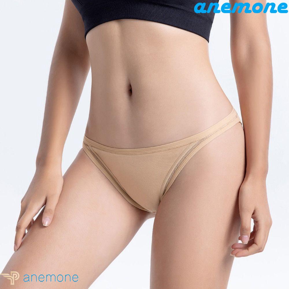 Quần Lót Không Đường May Lưng Vừa Màu Trơn Thoáng Khí Thời Trang Cho Nữ