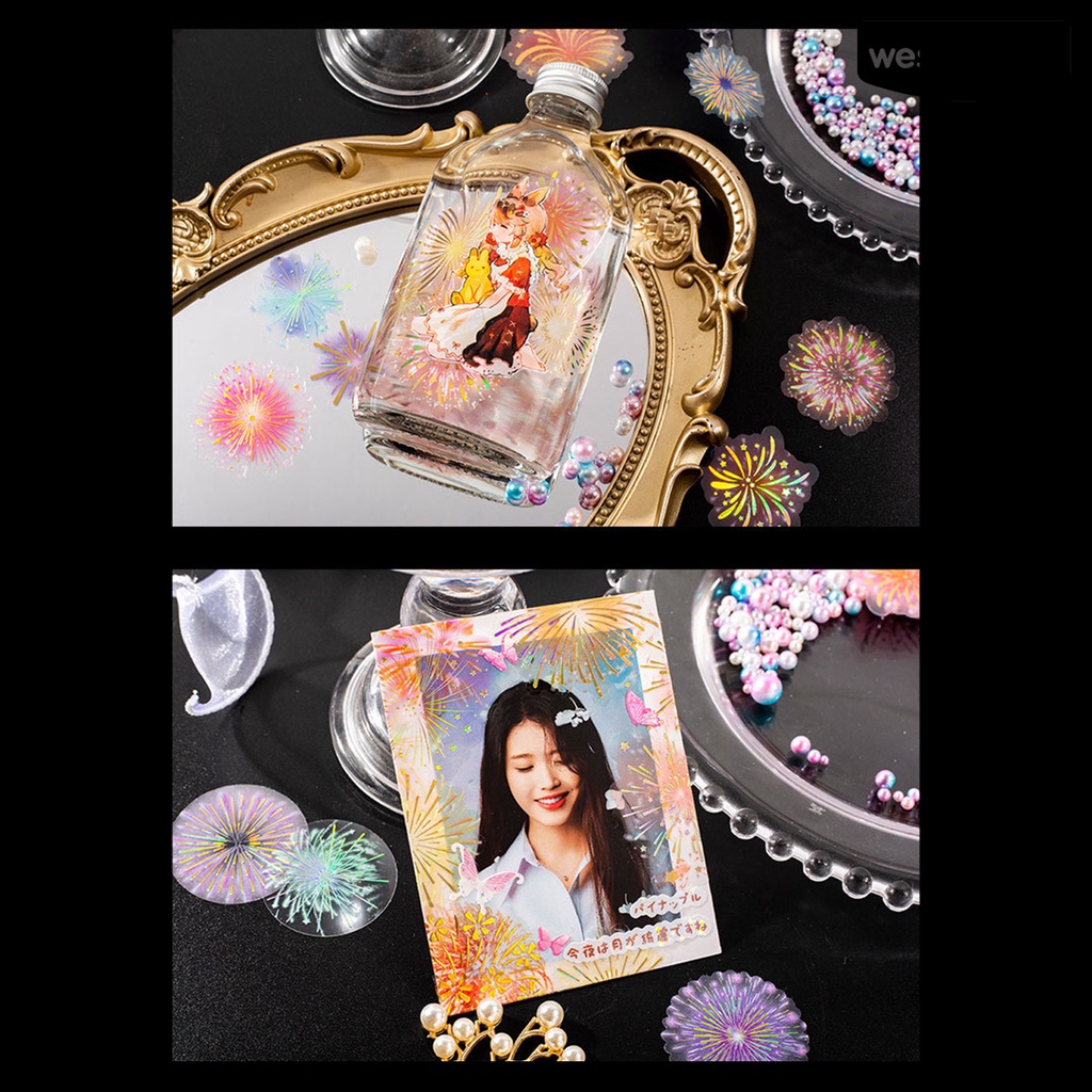 [COD]♪1 Túi Nhãn Dán PET Lấp Lánh Vintage Chống Thấm Nước Tự Dính Trang Trí Album Ảnh