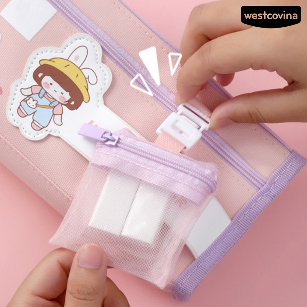 [COD]♪Túi Đựng Bút Chì Sức Chứa Lớn Thiết Kế Nhiều Ngăn Có Dây Kéo Chống Nước In Họa Tiết Hoạt Hình Cho Học Sinh