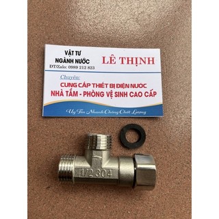 Tê chia nước bồn cầu 2 ren ngoài 1 đầu ốc inox, van tê chia cầu
