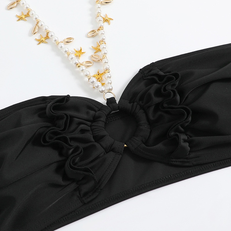 Bộ Đồ Bơi Ba Mảnh Phối Dây Xích Phong Cách Âu Mỹ 2023 Quyến Rũ Cho Nữ