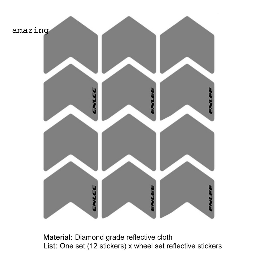 Bộ 12 Miếng Dán Phản Quang Siêu Mỏng Trang Trí Bánh Xe Đạp Leo Núi Ban Đêm