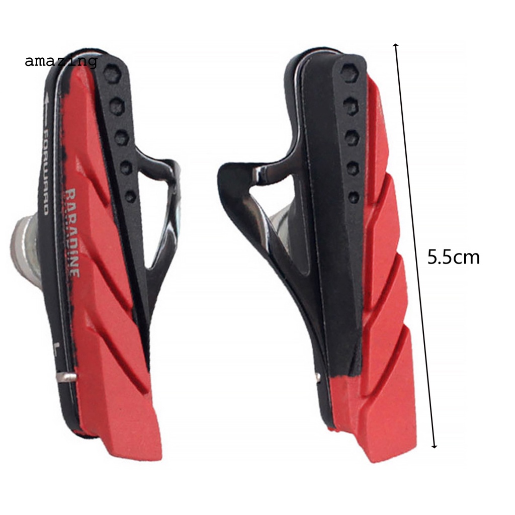 1 Cặp Má Phanh Xe Đạp Chữ V Màu Đỏ Đen Không Ồn