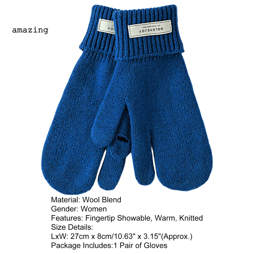 1 Đôi Găng Tay Dệt Kim Dày Dặn Giữ Ấm Mùa Đông