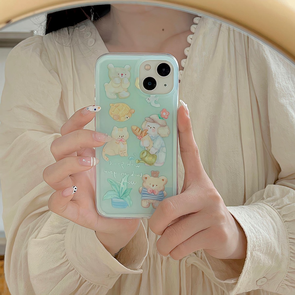 Ốp Điện Thoại TPU Silicon Mềm Trong Suốt Họa Tiết Hoạt Hình Cho iPhone11 12 13 14 Pro Max