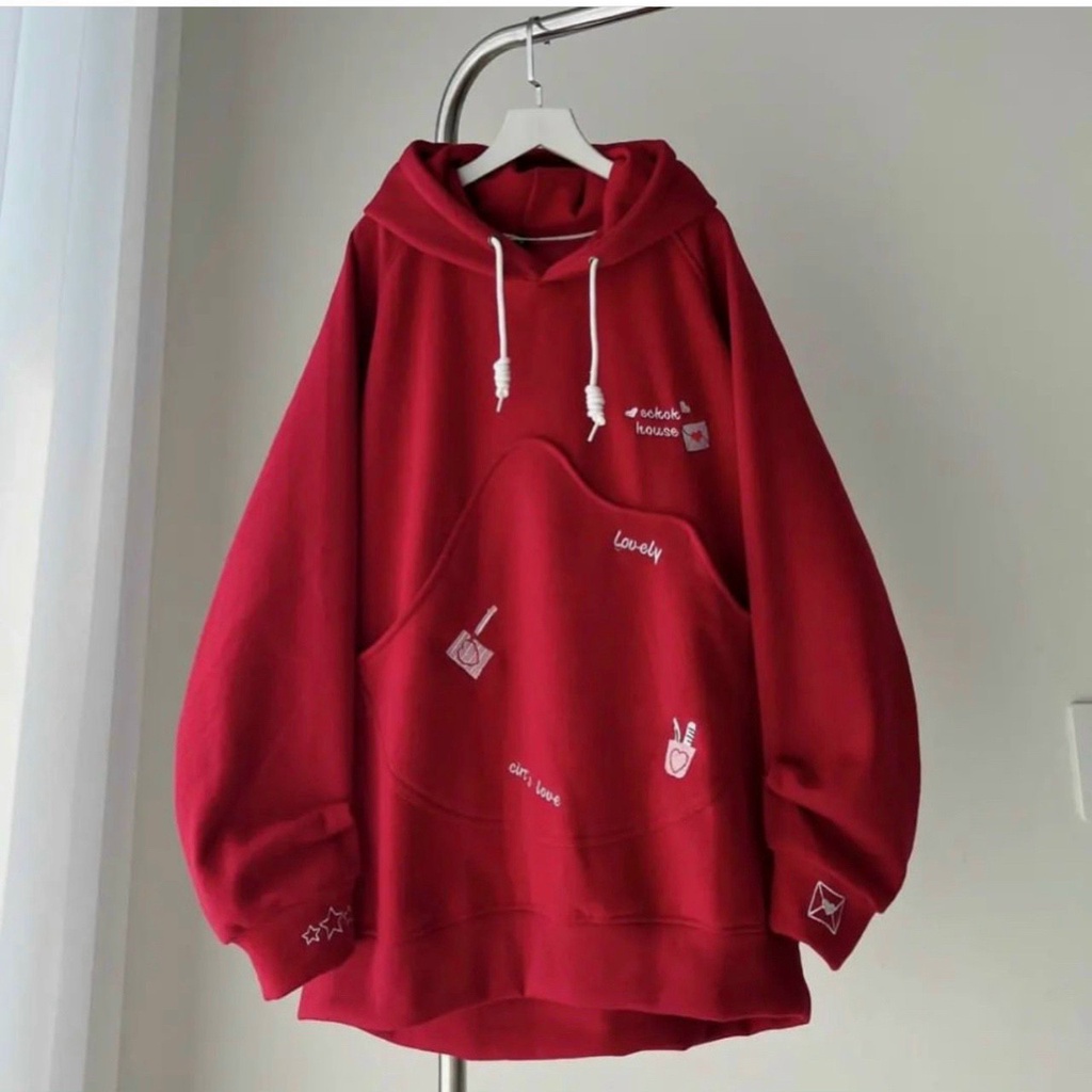 Áo Khoác Hoodie Nam Nữ In Hình Trái Tim LOVE Họa Tiết Siêu Dễ Thương Form Rộng Phối Túi Thời Trang Cực Xịn. TP