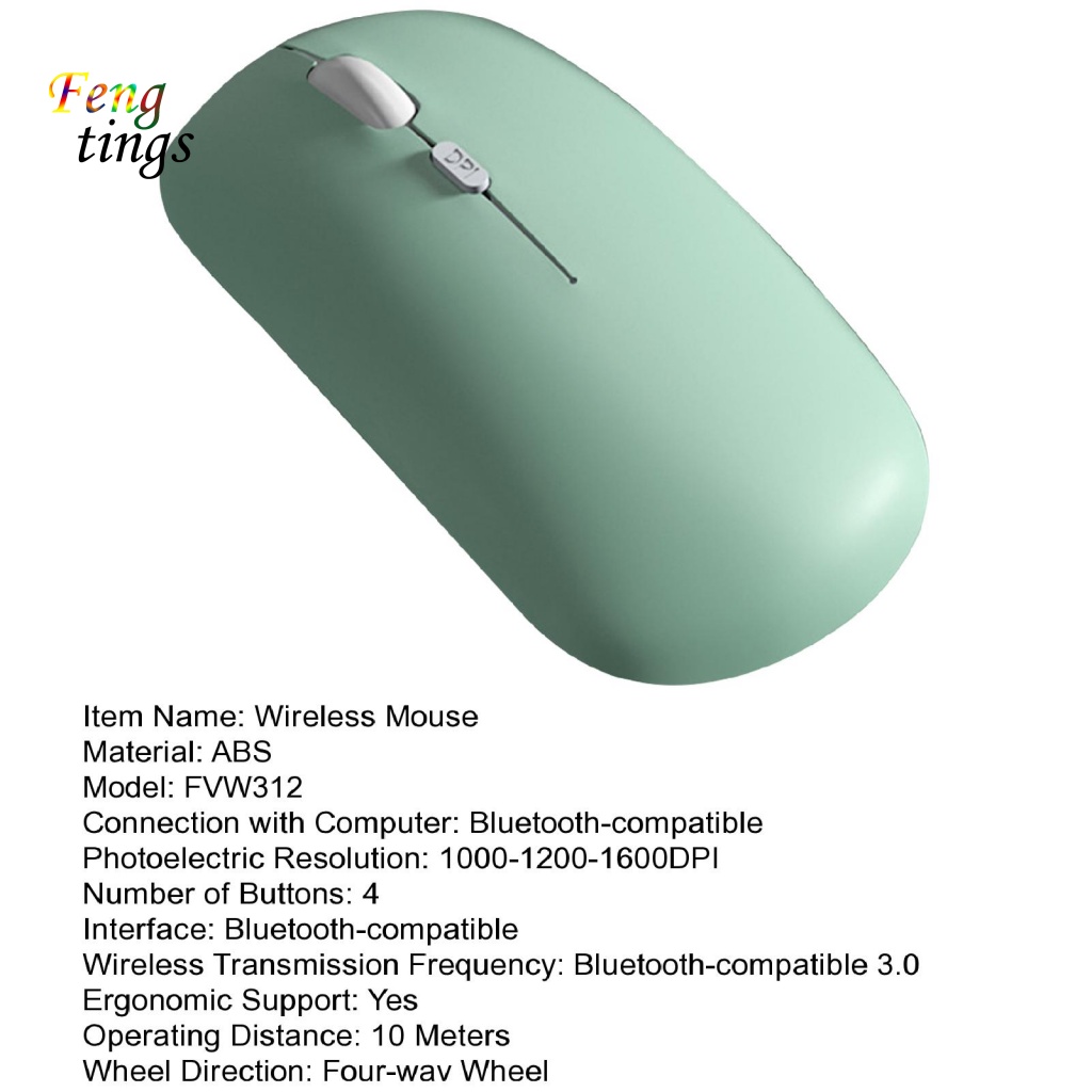 Chuột Không Dây Fw312 Chống Trượt Bản Rộng Có Thể Điều Chỉnh 4 Nút Bấm Kết Nối Bluetooth Cho Máy Tính Bảng / Notebook