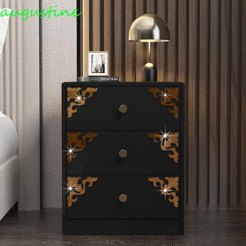 Bộ 4 Miếng Dán Tường Tráng Gương Họa Tiết Hoa Hiện Đại