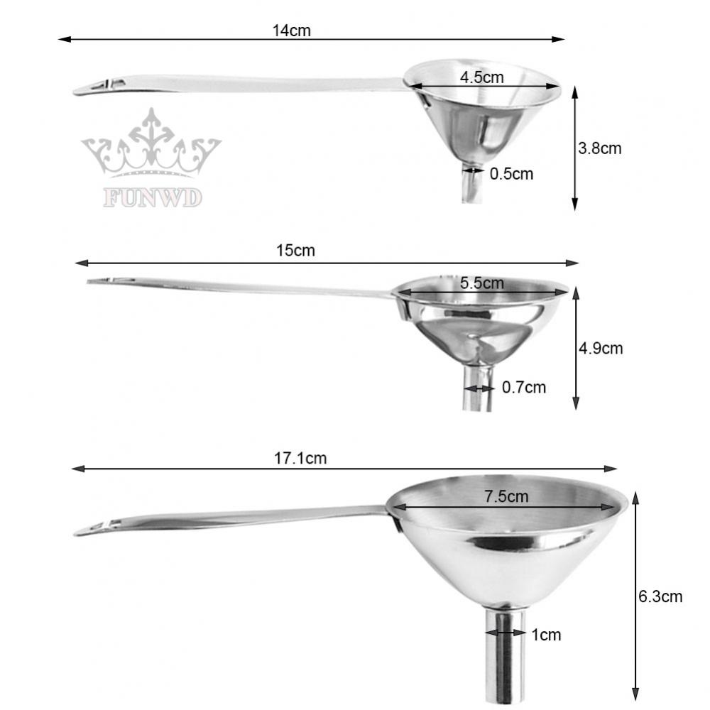 Bộ 3 Phễu Nhỏ Bằng Thép Không Gỉ Với Tay Cầm Dài bne me md fn