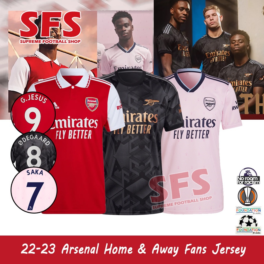 Áo Thun Bóng Đá Sân Khách Sân Nhà Dáng Rộng Size S-4XL 2022-23 Arsenal Chất Lượng Cao
