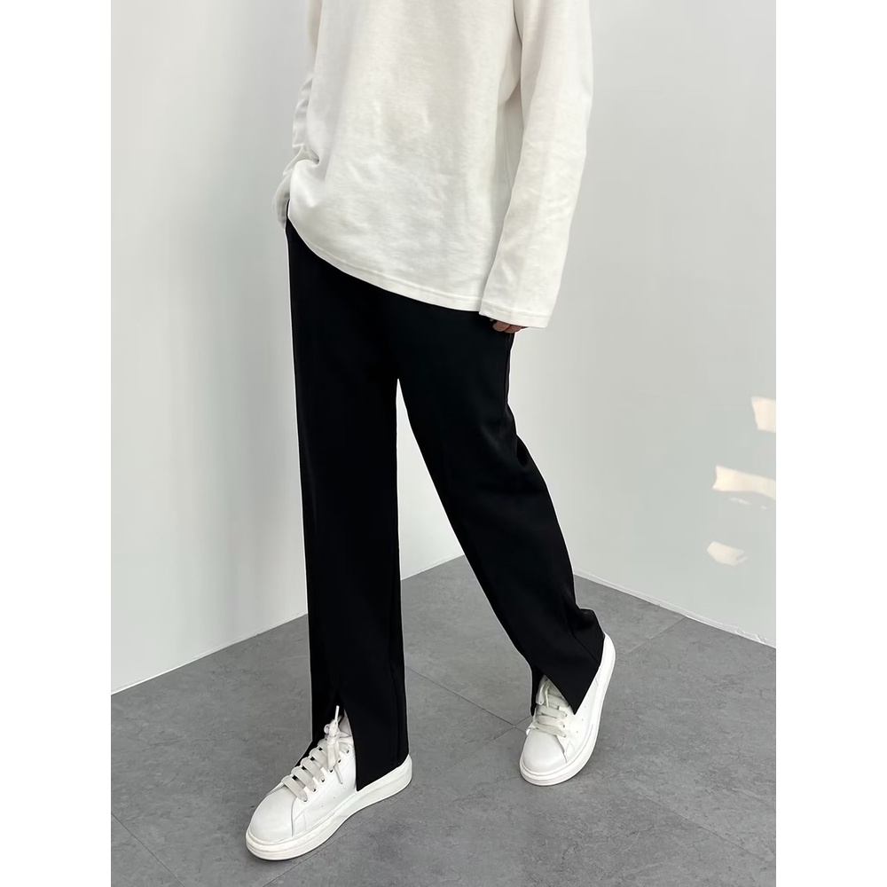 Quần Dài Nam Ống Đứng Xẻ Tà Màu Đen Thời Trang Mùa Hè Cao Cấp