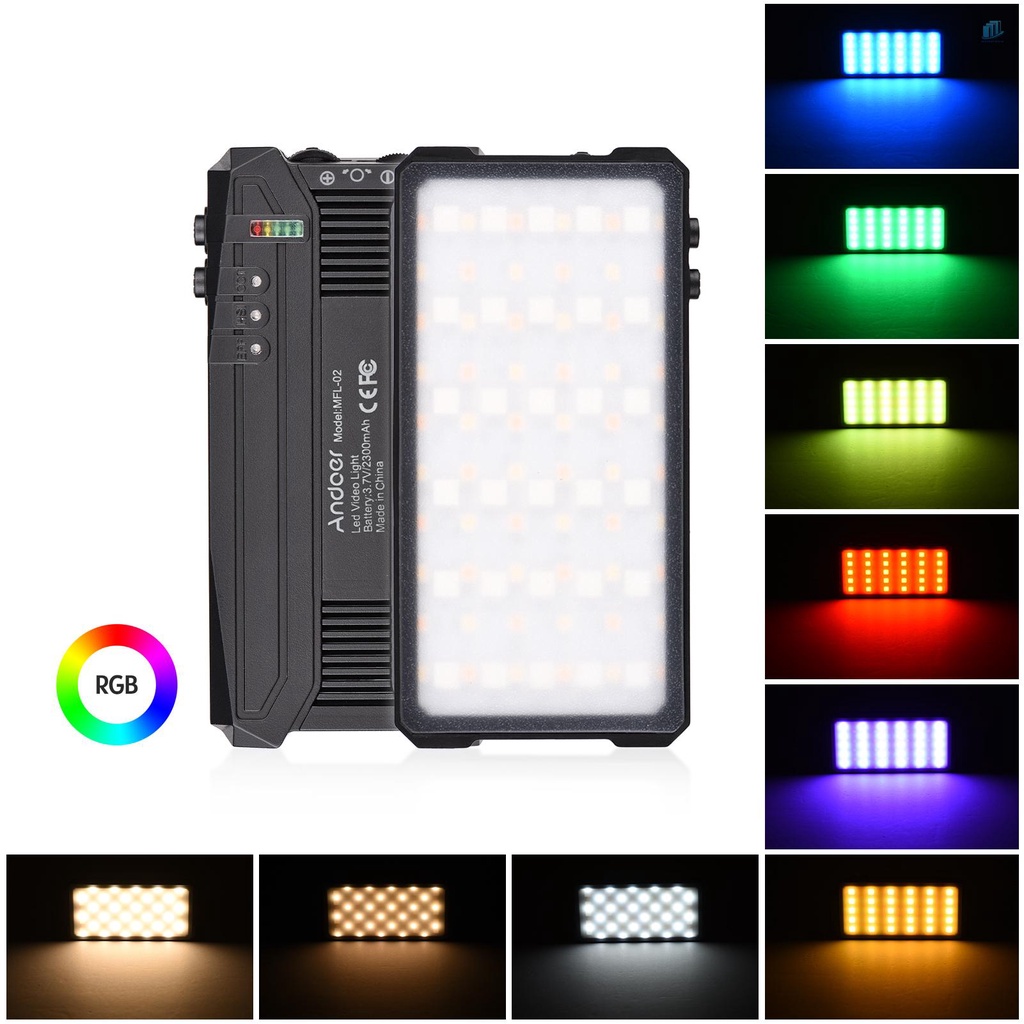 Bộ Đèn LED Chụp Ảnh Chuyên Nghiệp Andoer MFL-02 5W RGB 90 Bóng Hai Màu Nhiệt Độ 3000K-6500K CRI 95