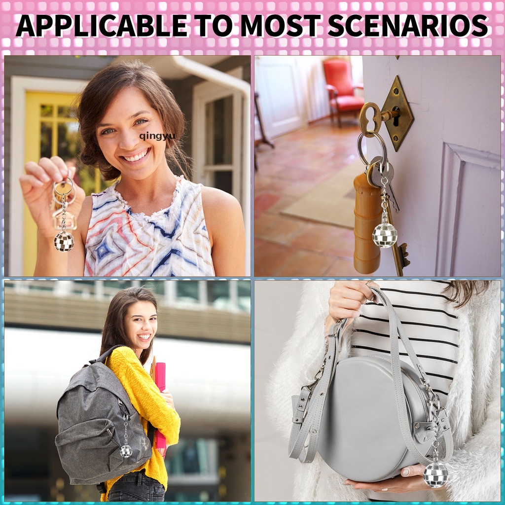 Set 150 Móc Khóa Dạng Bóng Disco Mini Gắn Thẻ Chữ Thank You Và Túi Organza Họa Tiết 70s 80s Trang Trí Tiệc Cưới