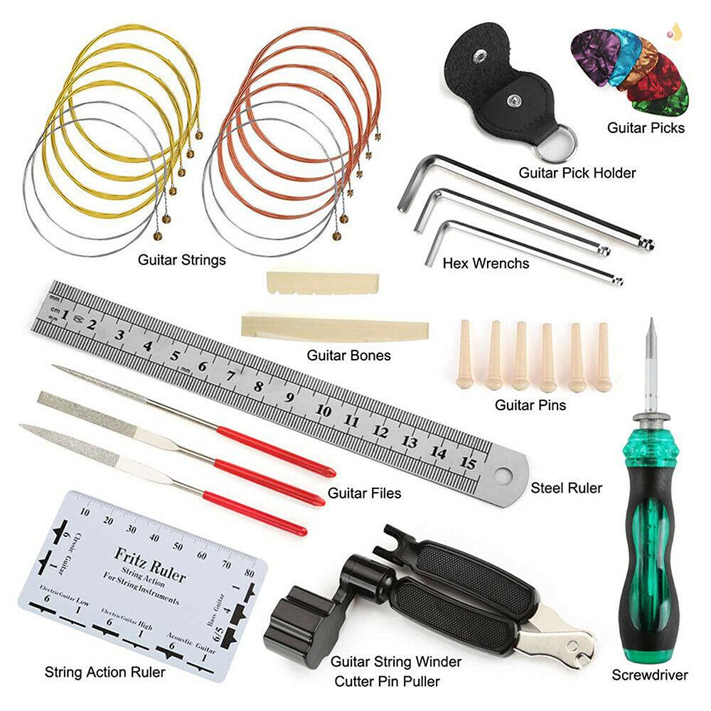 Bộ Dụng Cụ Sửa Chữa Đàn Guitar Điện mynice + 2 Dây 1 Thước Đo 1 Thước Thép 3 Guit
