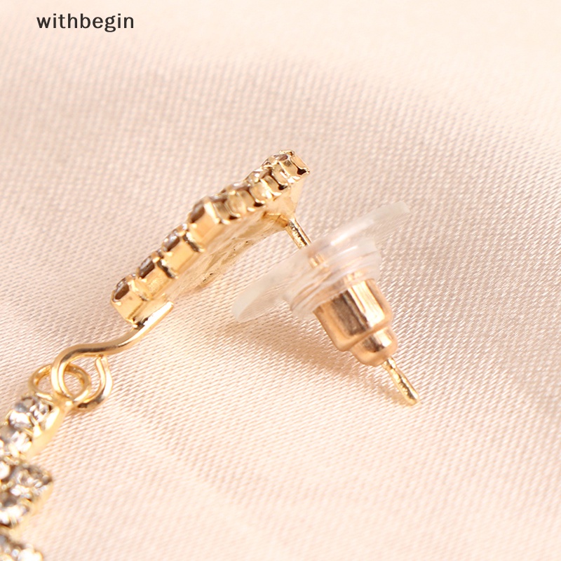 Bông Tai Mạ Bạc 925 Dáng Dài Đính Pha Lê Lấp Lánh Phong Cách Cổ Điển Thời Trang