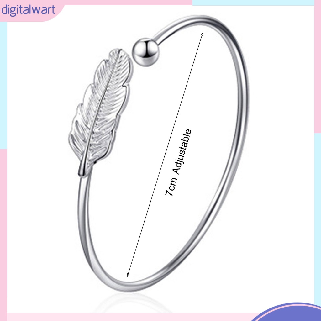 Vòng Đeo Tay Hình Tròn Màu Sắc Bạc Họa Tiết Lông Vũ Đơn Giản Có Thể Điều Chỉnh Cho Ngày Valentine