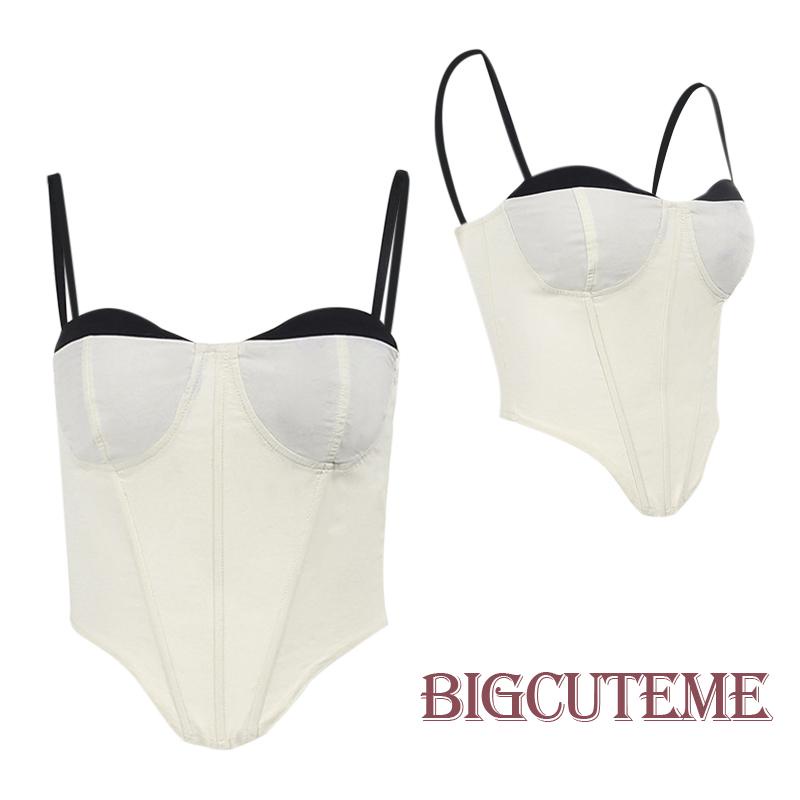 Áo Croptop Sát Nách Màu Sắc Tương Phản Thời Trang Mùa Hè Cho Nữ