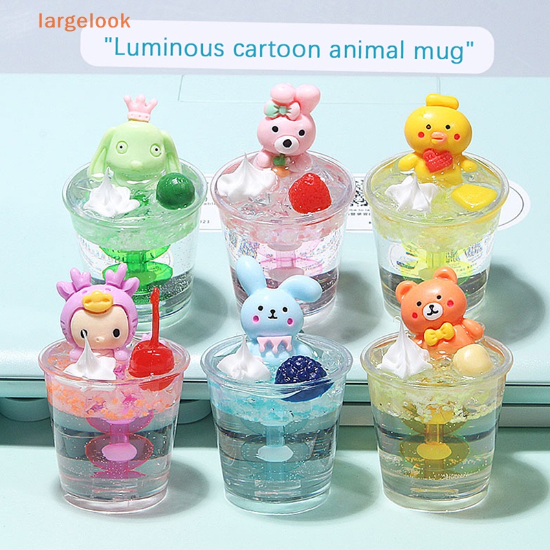Móc Khóa Hình Ly Nước Dạ Quang Bằng Nhựa Resin Họa Tiết Hoạt Hình Dễ Thương DIY