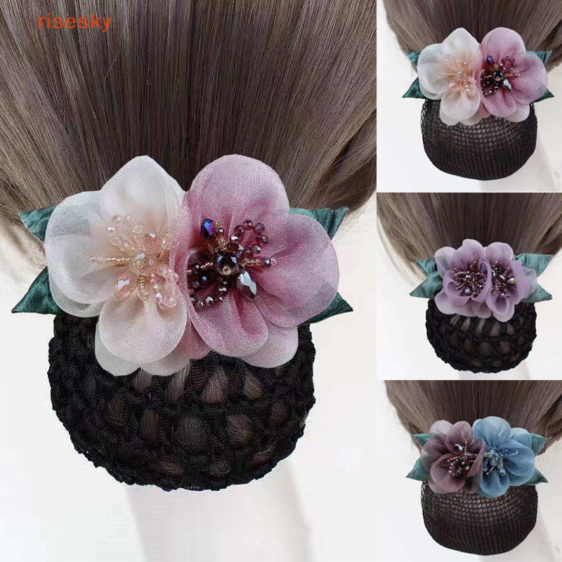 [risesky] Kẹp Tóc Lưới Xoăn Nhẹ Nhàng Thanh Lịch Hàn Quốc Cho Y Tá / Ngân Hàng / Khách Sạn