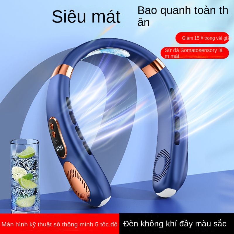 Quạt Điện USB Mini Di Động Đeo Cổ Không Cánh Tiện Dụng
