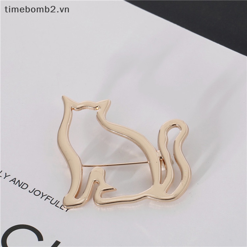 {Timebomb} Ghim Cài Khăn Quàng Cổ Hình Mèo Khoét Rỗng Dày Dặn Dễ Thương Cá Tính Trang Trí Khăn Cho