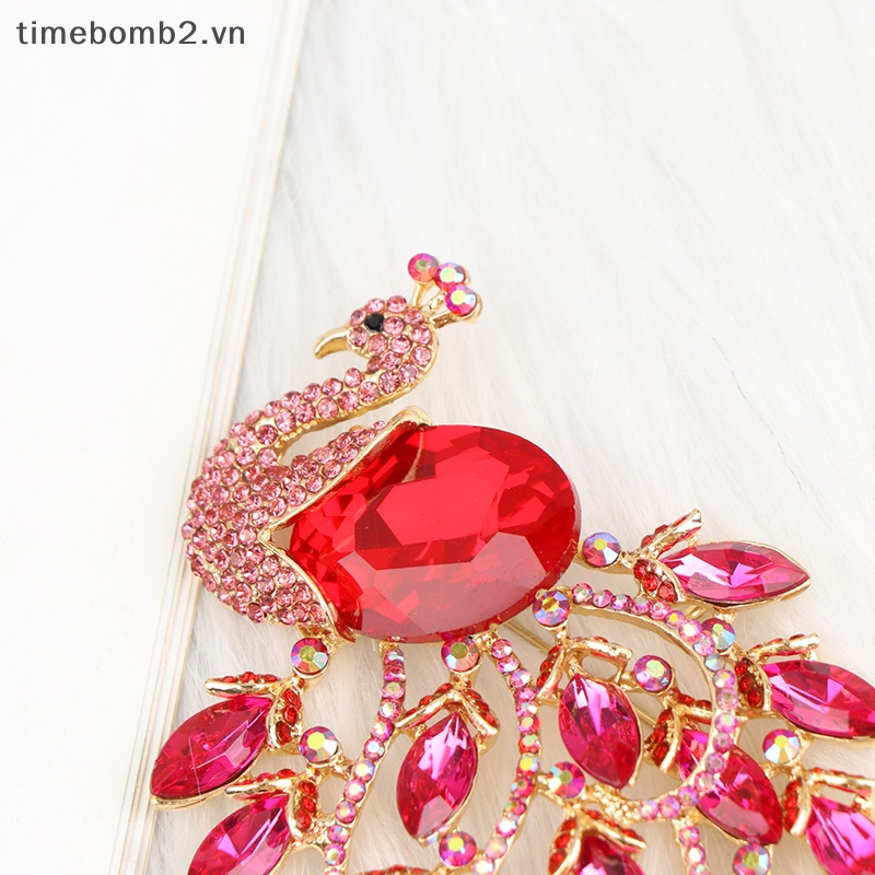 Ghim Cài Áo Hình Chim Công Đính Đá Thời Trang Cho Nữ