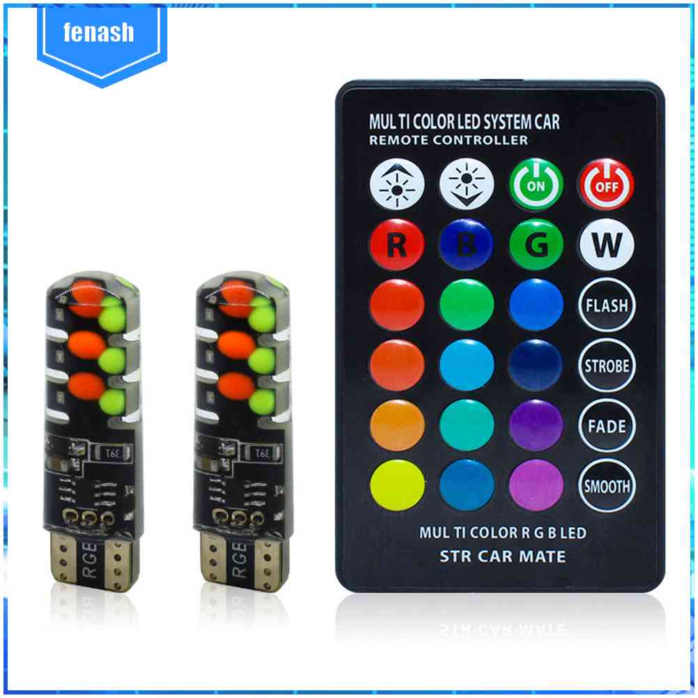 Đèn LED T10 W5W RGB Nhấp Nháy Kèm Điều Khiển Từ Xa Cho Xe Hơi