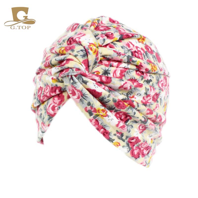 Mũ turban Vải cotton Họa Tiết Hoa Nhỏ Thời Trang