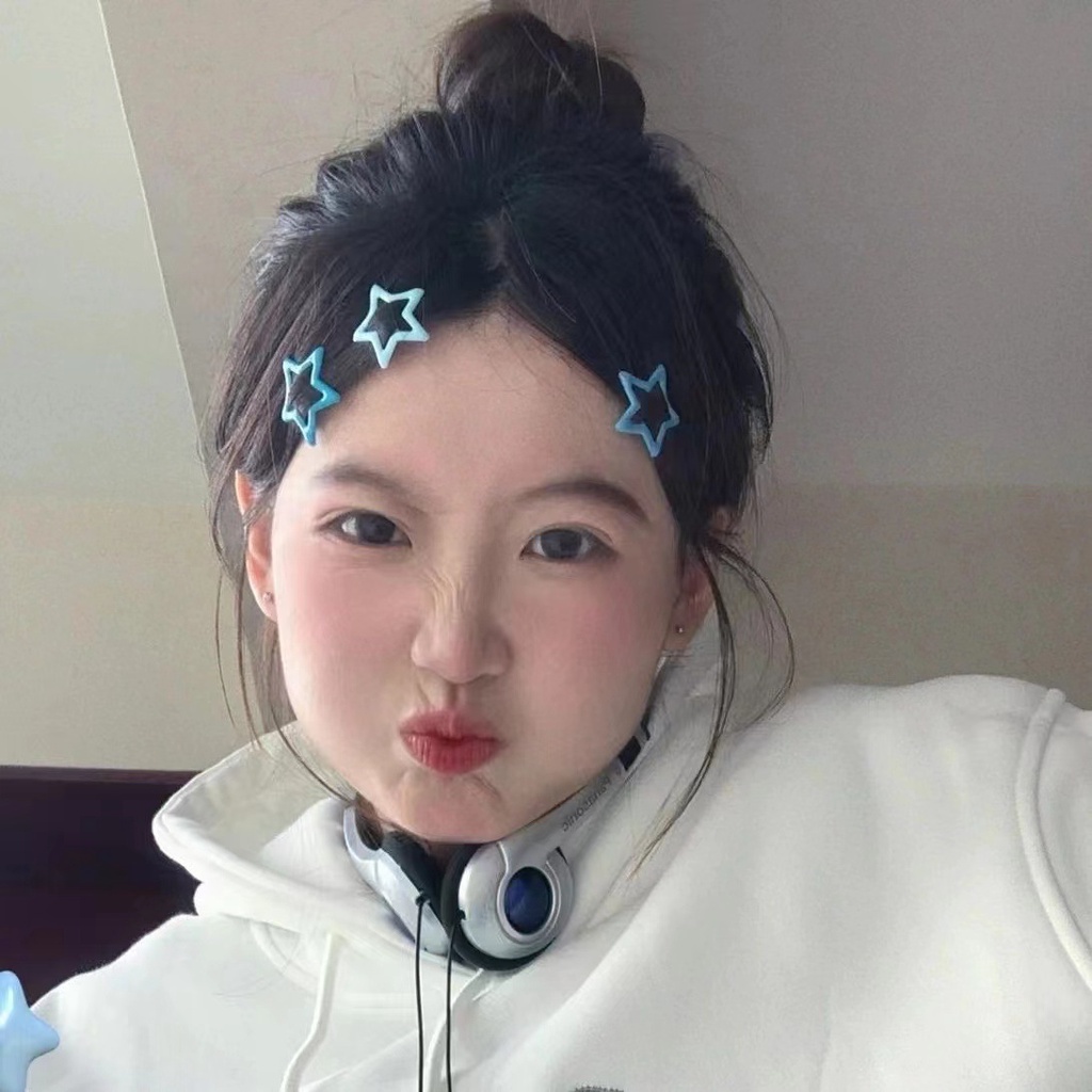 Ins Y2k Girls Blue Star Pair Clip Pink Pentagram Bb Clip Clip Broken Hair Vitality Girl Hair Clip Princess Banger Hair Pins