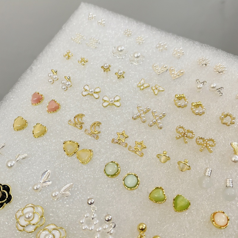 Bông Tai Mạ Bạc 925 Hình Hoa / Trái Tim Đính Ngọc Trai Nhân Tạo Thời Trang Hàn Quốc