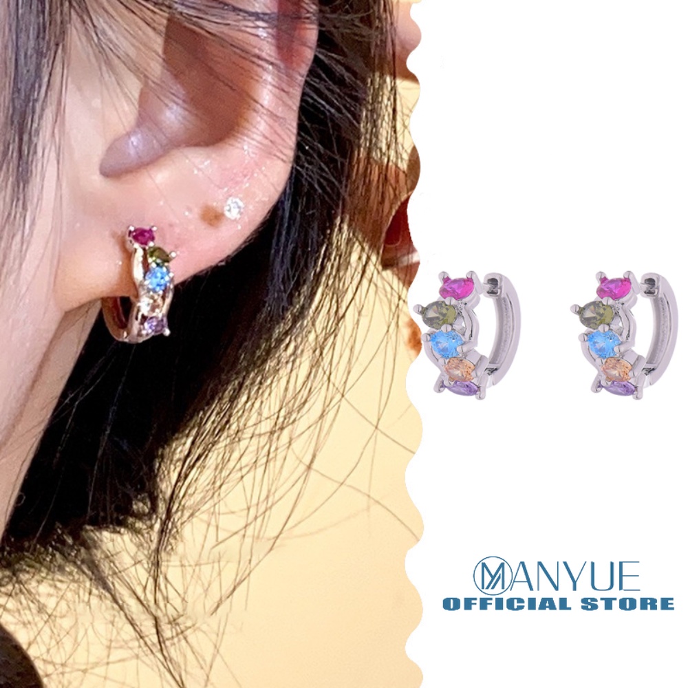 Khuyên Tai Đính Đá Zircon Nhiều Màu Sắc Thời Trang Cao Cấp Dành Cho Nữ