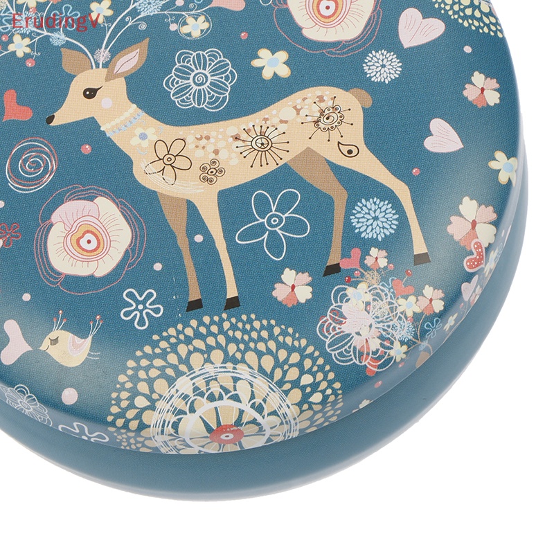 [ErudingV] Hộp Thiếc Nhỏ Tròn Họa Tiết Hươu Retro Sáng Tạo Đựng Kẹo [Mới]