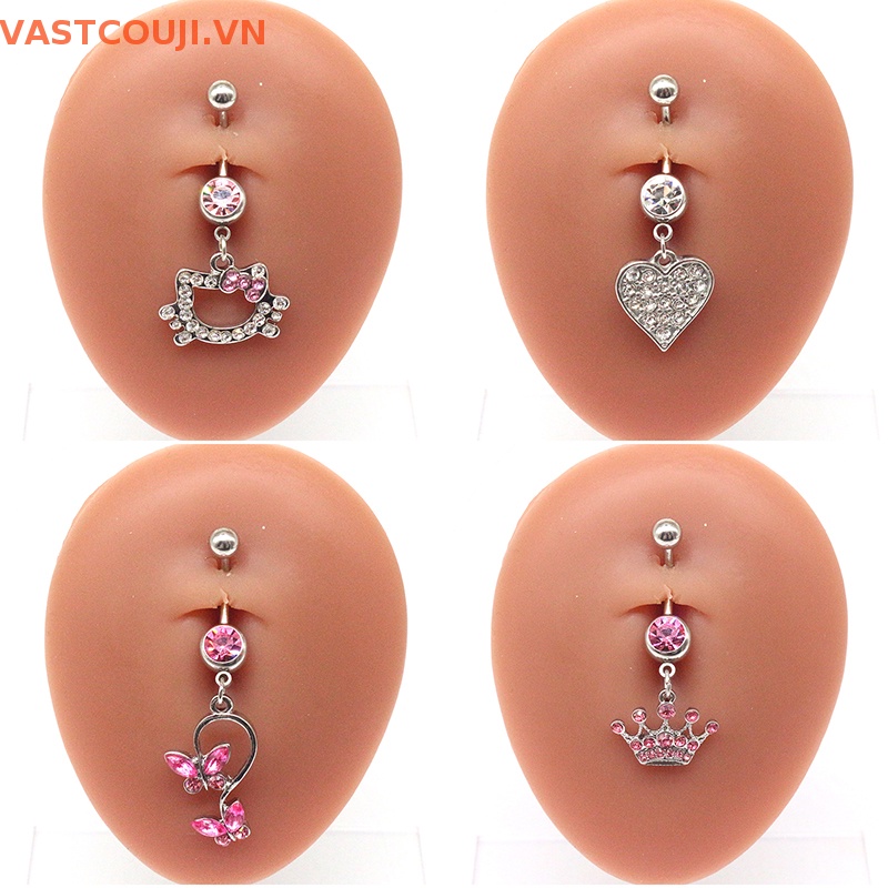 Khuyên Rốn Hình Mèo Và Bướm Bằng Thép Không Gỉ Dễ Thương