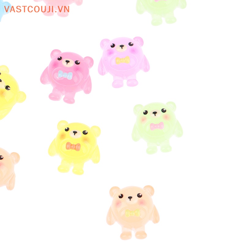 Set 10 Mô Hình Gấu Phát Sáng Bằng Nhựa Resin Trang Trí Tiểu Cảnh VASTJI