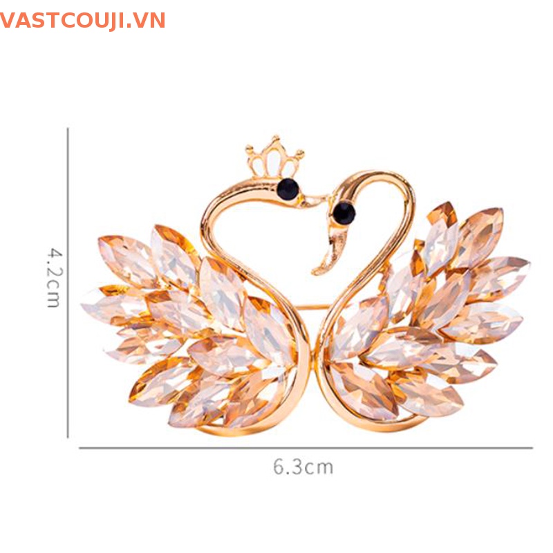 Ghim Cài Áo Hình Thiên Nga Đính Pha Lê Thời Trang Cho Nữ