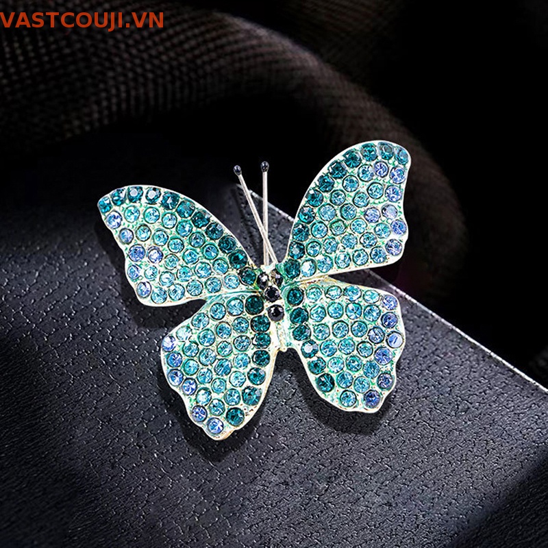 Ghim Cài Áo Hình Bướm Đính Đá Pha Lê Phong Cách VASTJI Cổ Điển Cho Nữ
