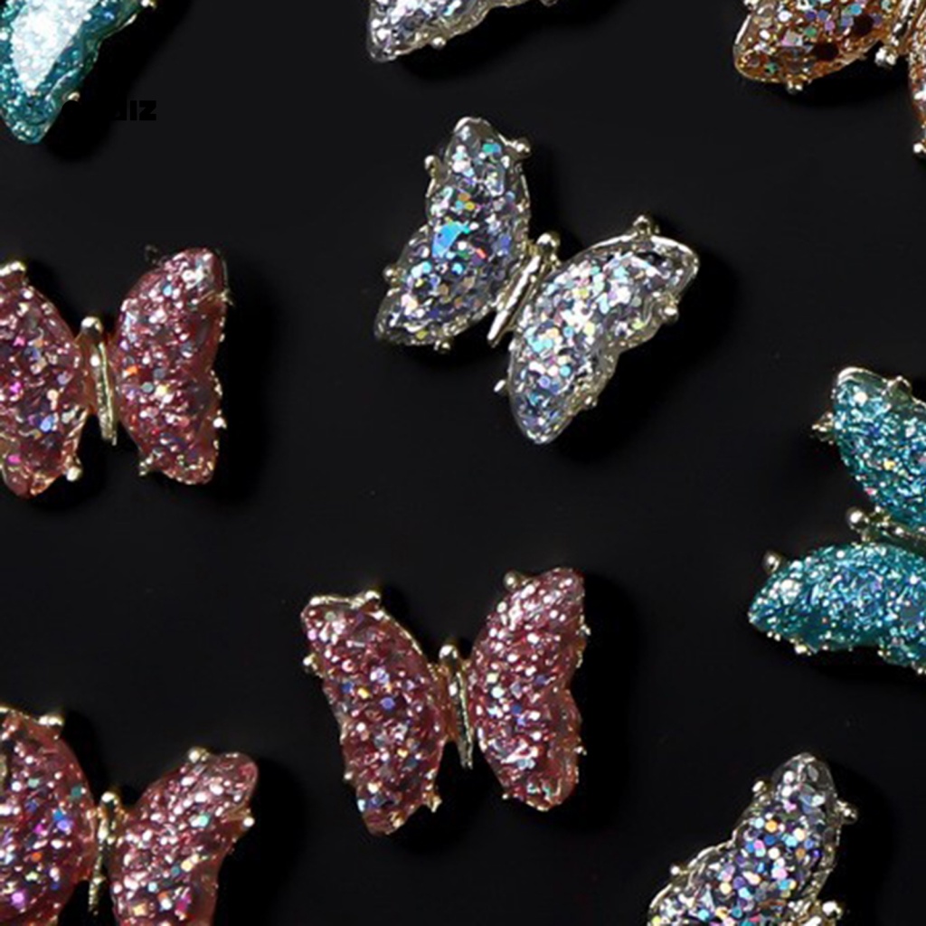 Set 10 Phụ Kiện Trang Trí Móng Nghệ Thuật Hình Bướm 3D Bằng Kim Loại Dễ Sử Dụng