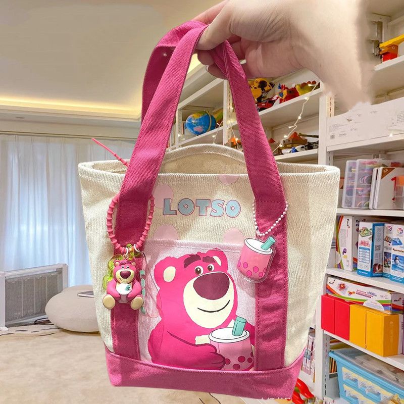 Túi Tote Vải Canvas Cỡ Lớn Đựng Hộp Cơm Trưa In Hoạt Hình Dễ Thương Cho Nữ