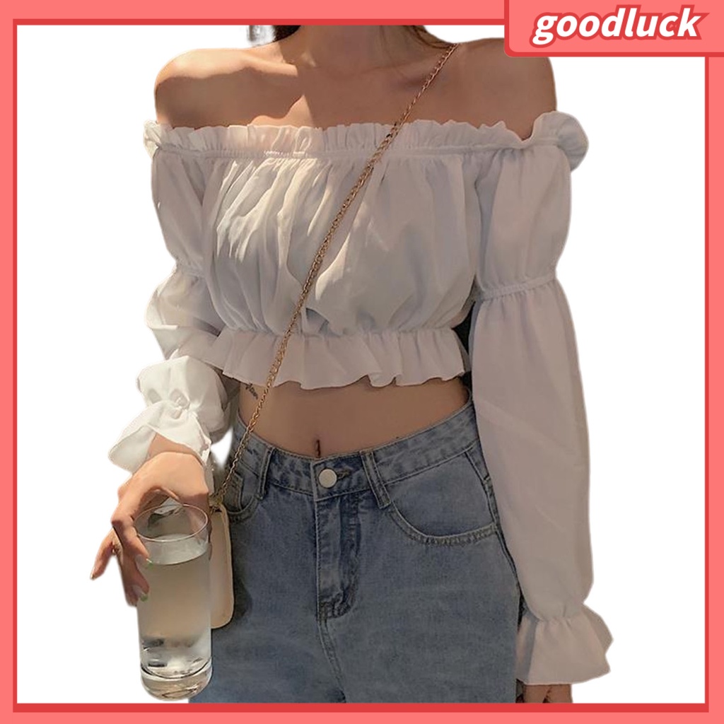 Áo Thun Tay Phồng Trễ Vai Thời Trang Dành Cho Nữ
