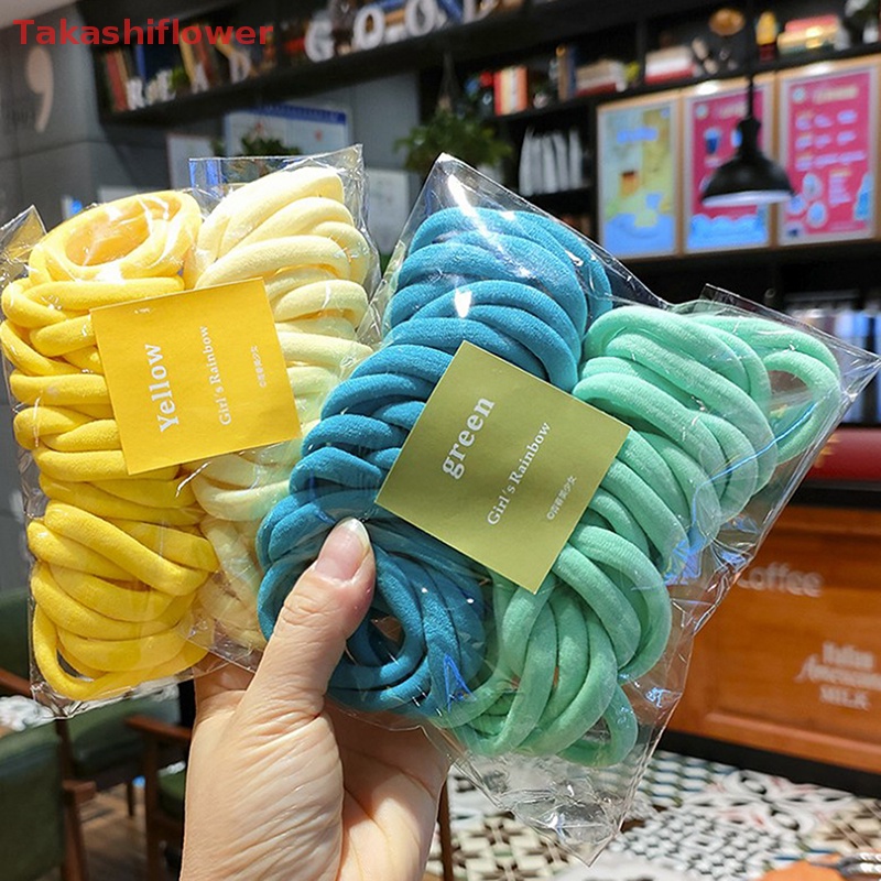 Set 50 Dây Cột Tóc Đuôi Ngựa Bằng Nylon Co Giãn Nhiều Màu Sắc 4CM 2CM Dành Cho Nữ