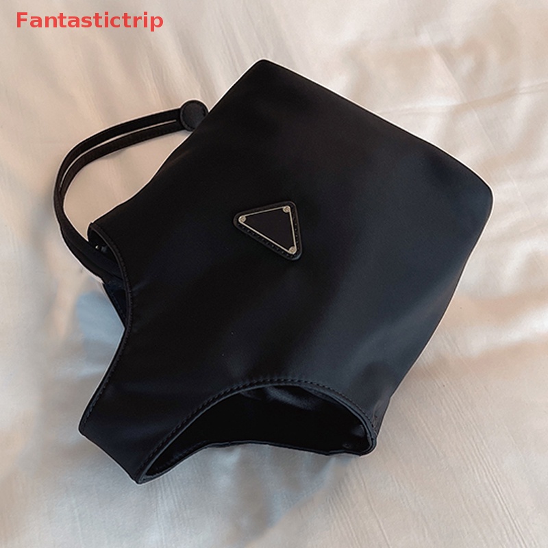 [Fantastictrip] Túi Xách Đeo Vai Dây Rút Bằng Vải Nylon Nhãn Tam Giác Nhỏ Gọn Thời Trang Mùa Hè Mới Cho Nữ